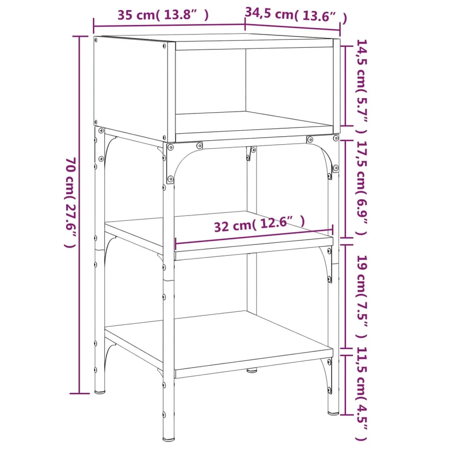 Tables de chevet 2 pcs chêne sonoma 35x34,5x70 cm - 10