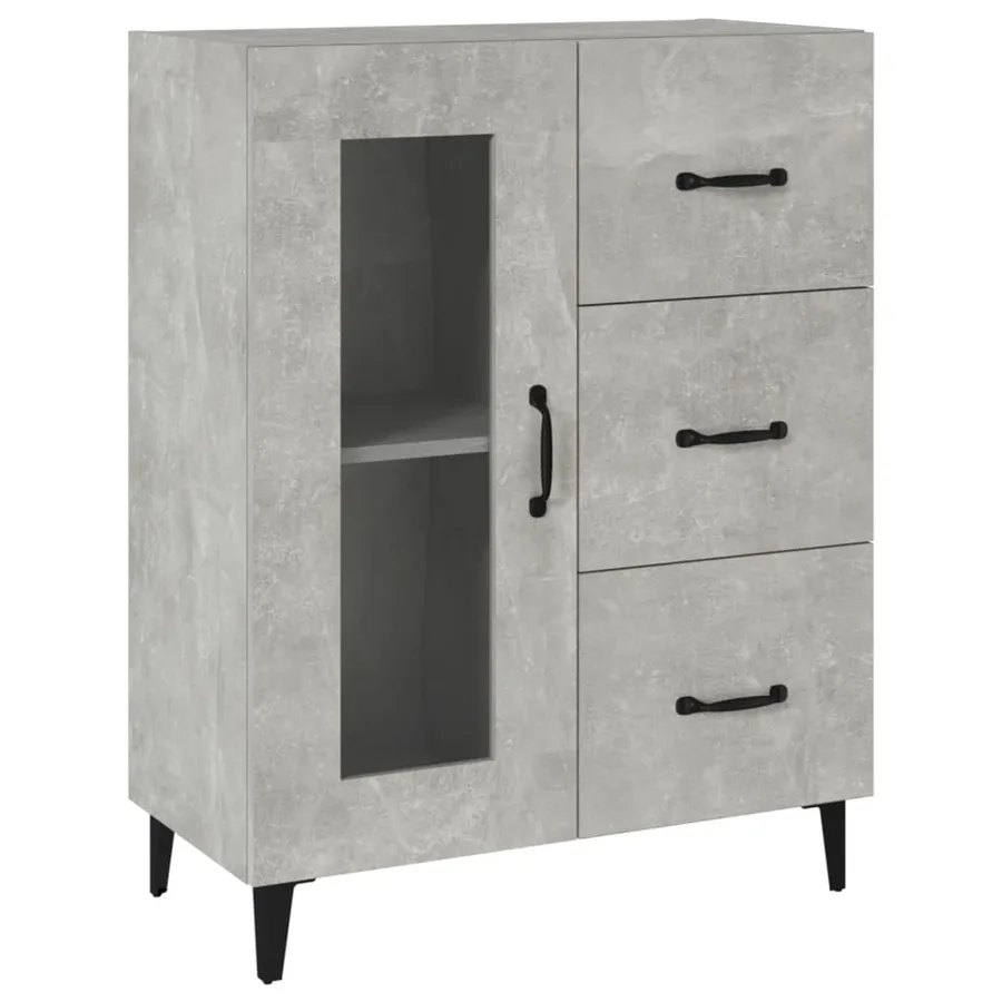 Buffet gris béton 69,5x34x90 cm bois d'ingénierie - 2