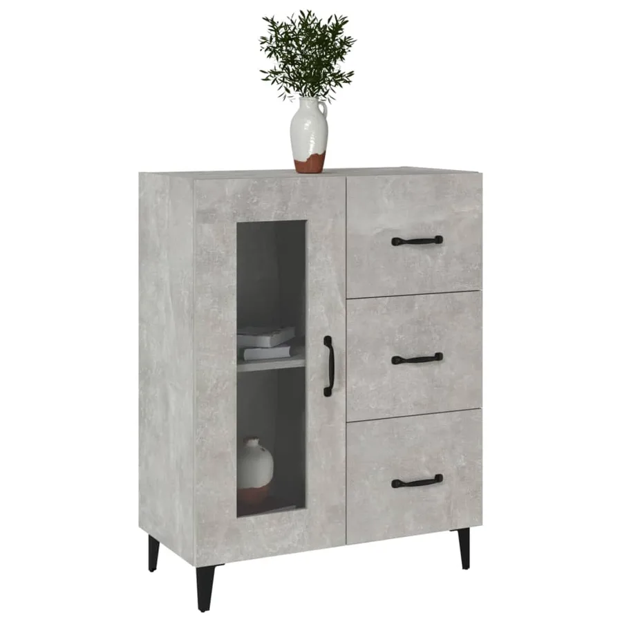 Buffet gris béton 69,5x34x90 cm bois d'ingénierie - 4