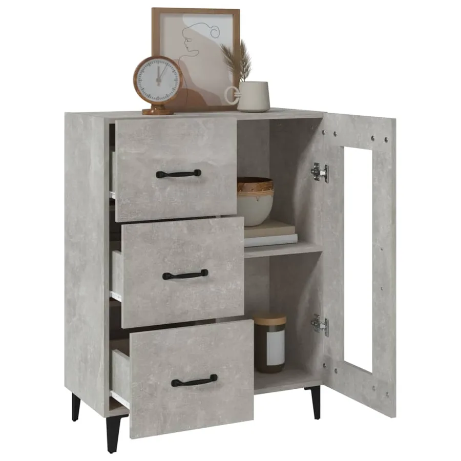 Buffet gris béton 69,5x34x90 cm bois d'ingénierie - 5