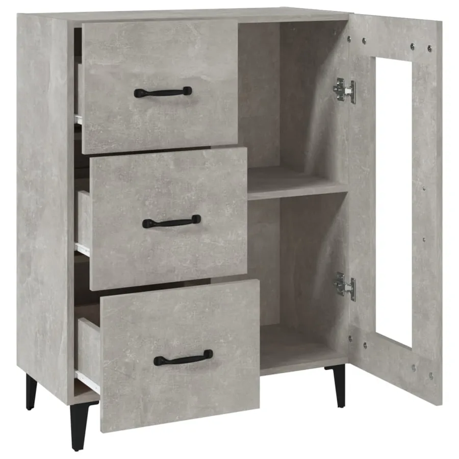 Buffet gris béton 69,5x34x90 cm bois d'ingénierie - 8