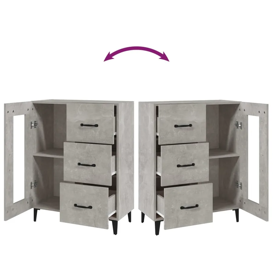 Buffet gris béton 69,5x34x90 cm bois d'ingénierie - 9