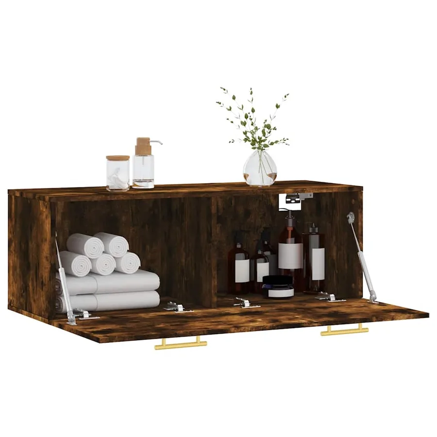 Armoire murale Chêne fumé 100x36,5x35 cm Bois d'ingénierie - 4