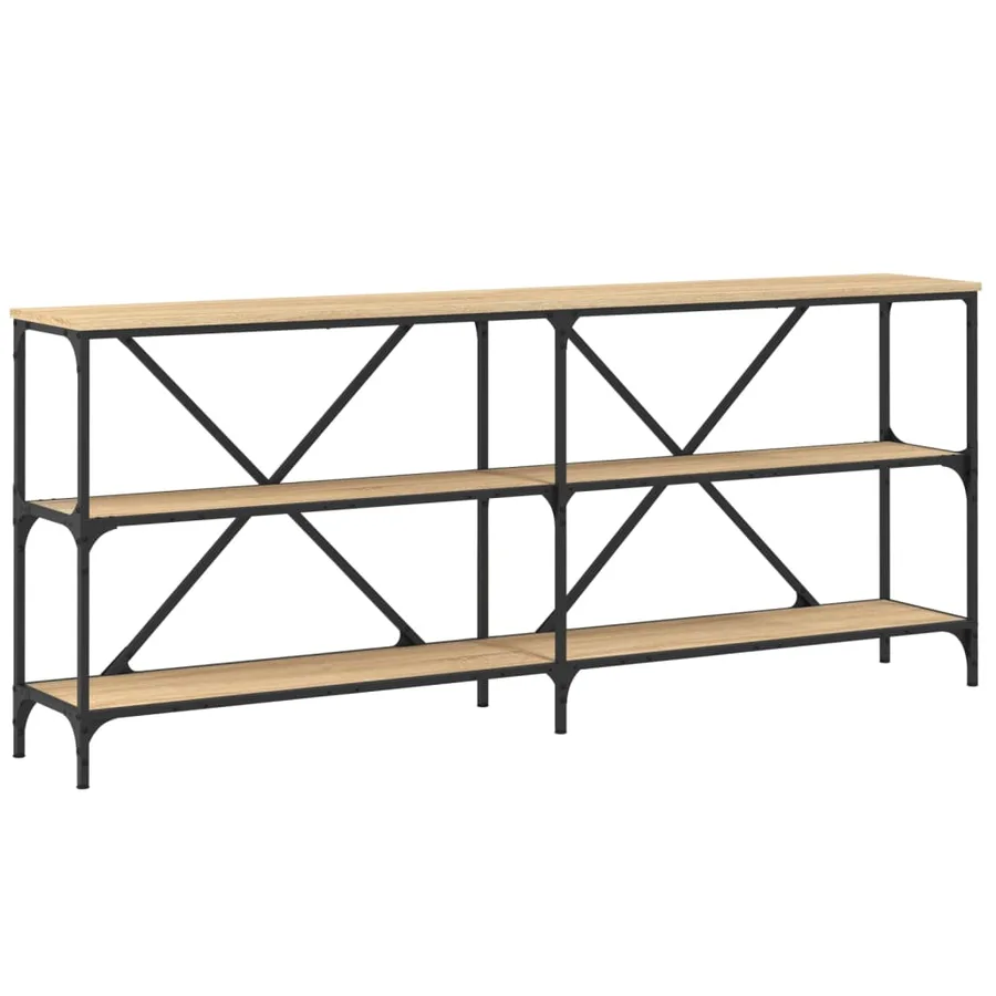 Table console chêne sonoma 180x30x75cm bois d'ingénierie et fer - 2