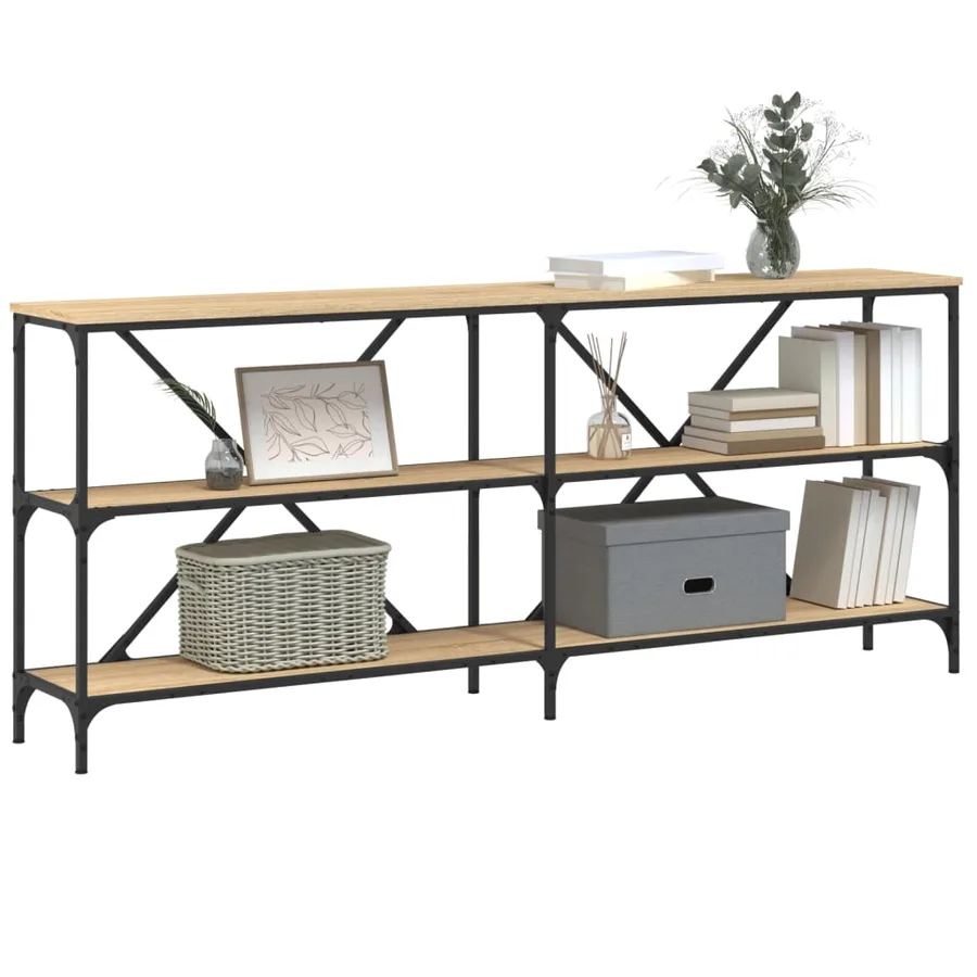 Table console chêne sonoma 180x30x75cm bois d'ingénierie et fer - 3