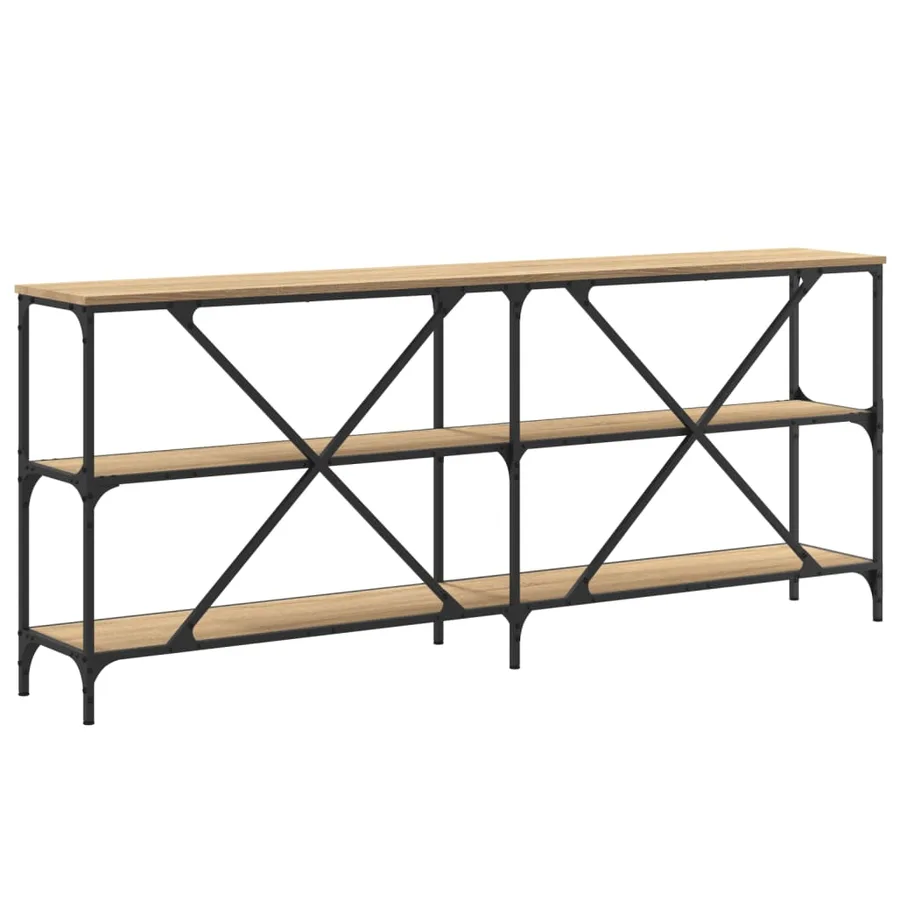 Table console chêne sonoma 180x30x75cm bois d'ingénierie et fer - 6