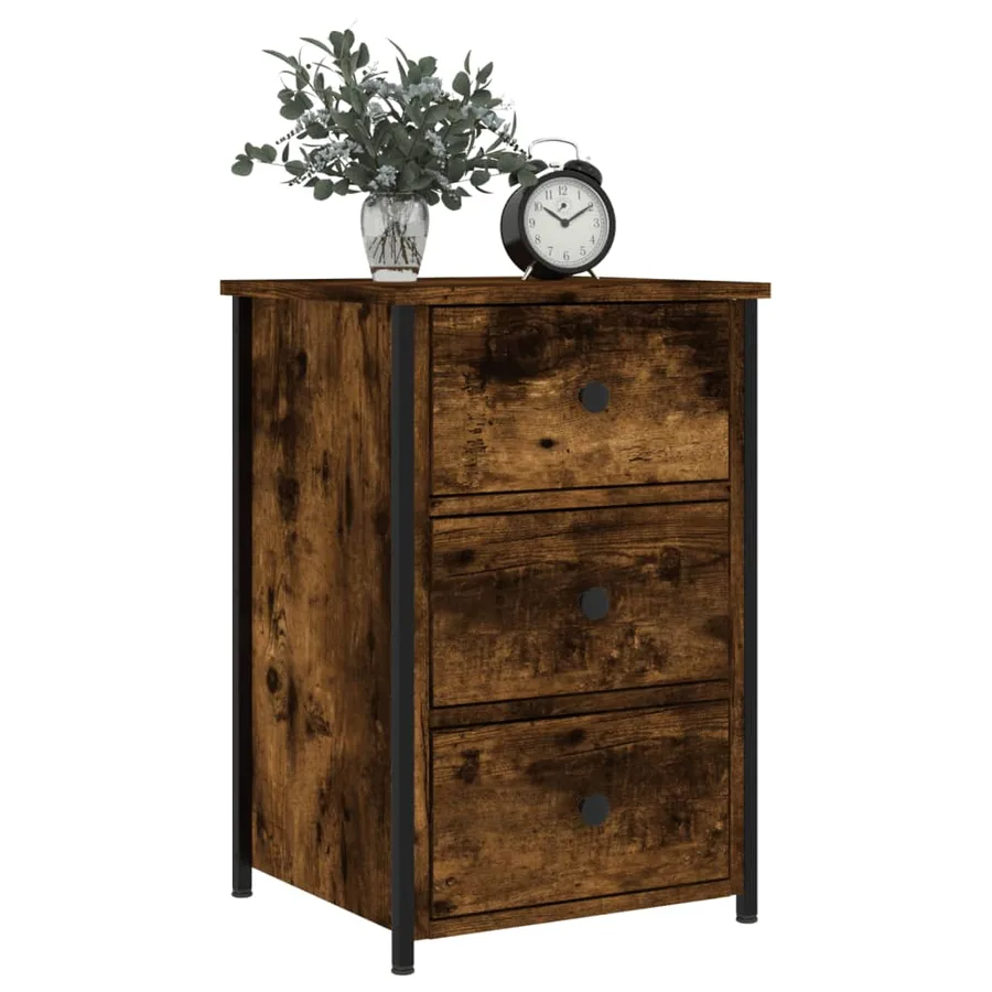 Table de chevet chêne fumé 40x36x60 cm bois d'ingénierie - 3