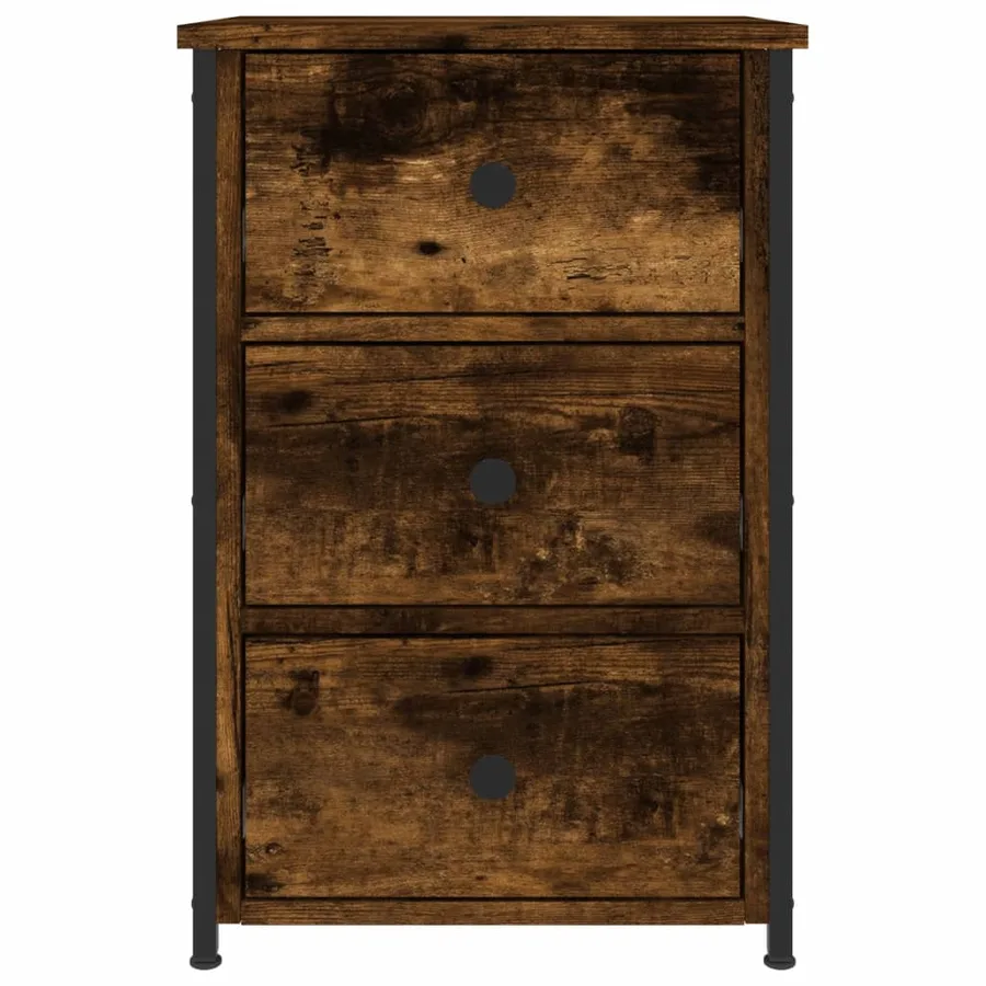 Table de chevet chêne fumé 40x36x60 cm bois d'ingénierie - 5