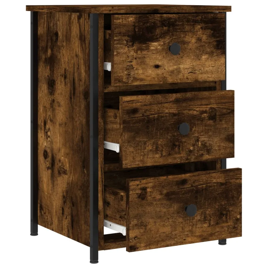 Table de chevet chêne fumé 40x36x60 cm bois d'ingénierie - 6