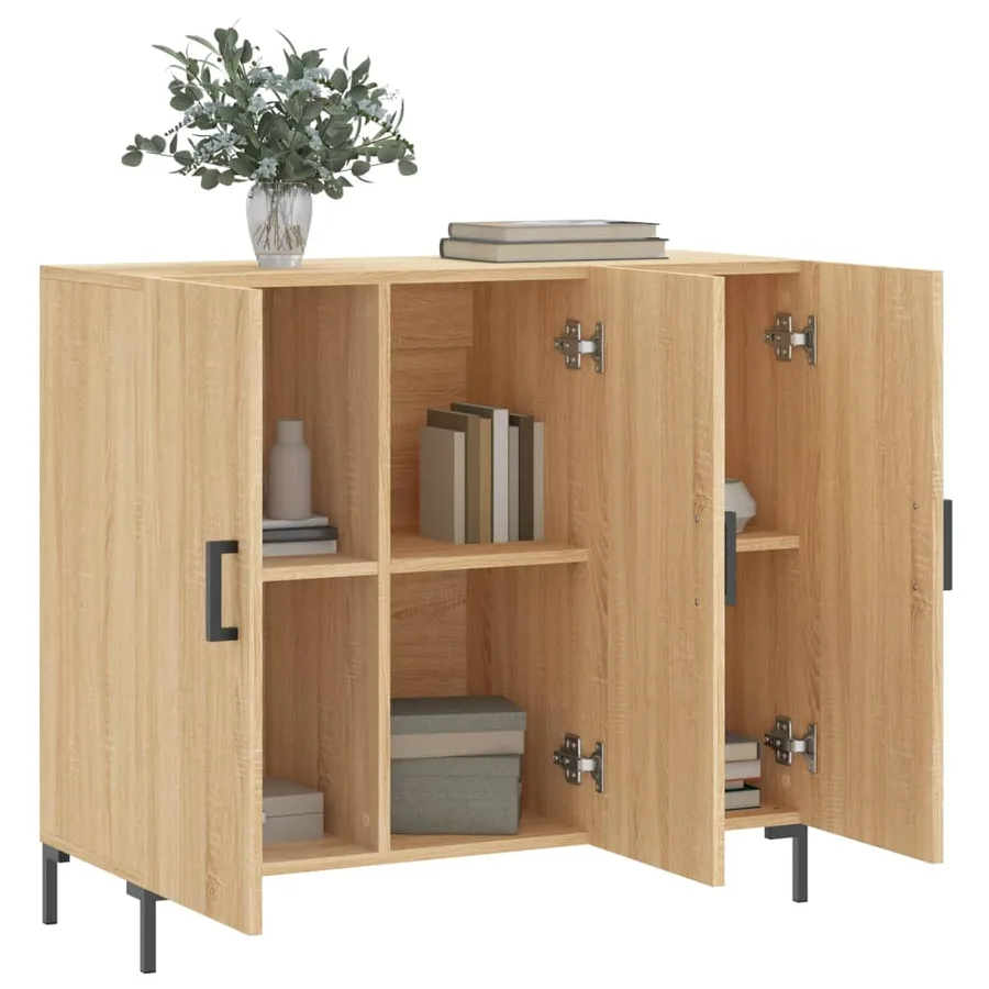 Buffet chêne sonoma 90x34x80 cm bois d'ingénierie - 4