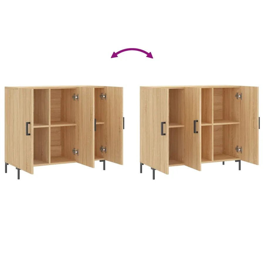 Buffet chêne sonoma 90x34x80 cm bois d'ingénierie - 9