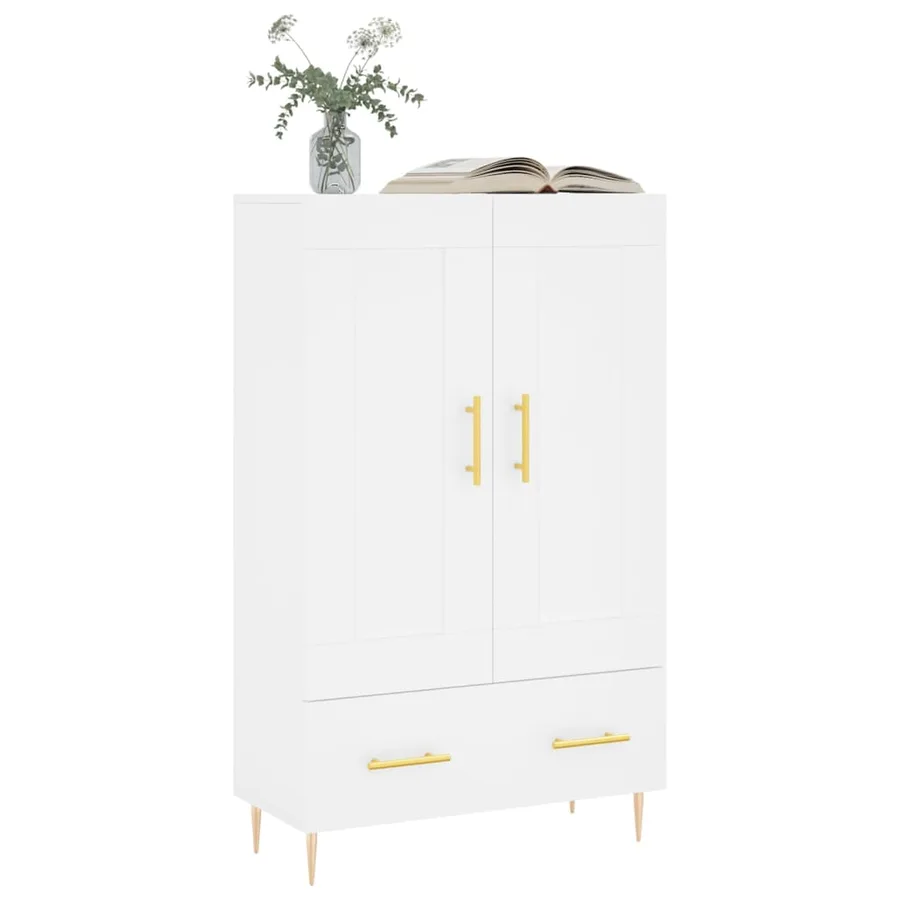 Buffet haut blanc 69,5x31x115 cm bois d'ingénierie - 3