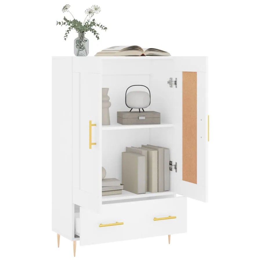 Buffet haut blanc 69,5x31x115 cm bois d'ingénierie - 4