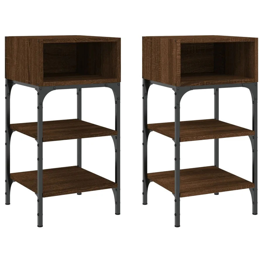 Tables de chevet 2 pcs chêne marron 35x34,5x70 cm - 2