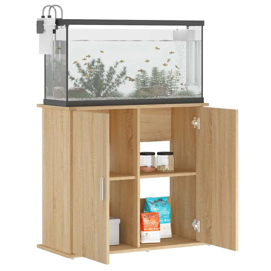 Support d'aquarium Chêne Sonoma 81x36x73 cm Bois d'ingénierie - 4