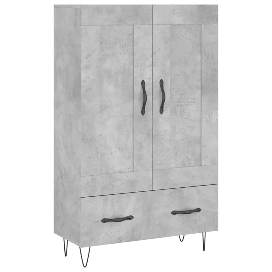 Buffet haut gris béton 69,5x31x115 cm bois d'ingénierie - 2