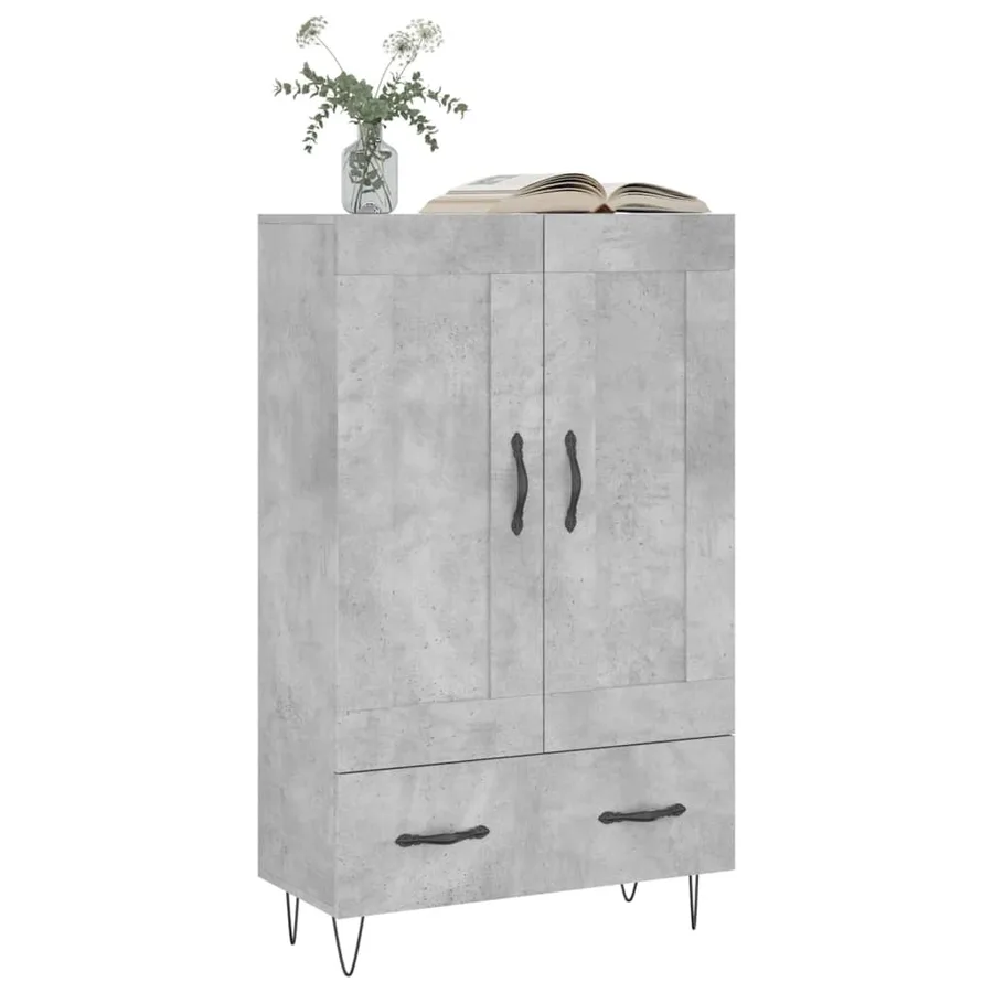 Buffet haut gris béton 69,5x31x115 cm bois d'ingénierie - 3