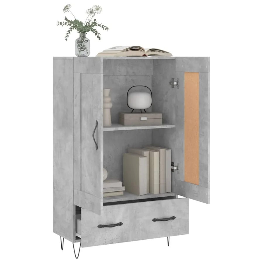 Buffet haut gris béton 69,5x31x115 cm bois d'ingénierie - 4