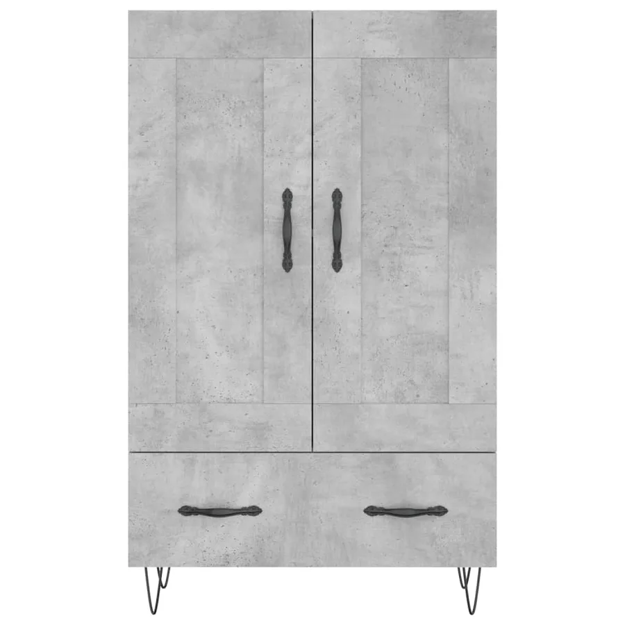 Buffet haut gris béton 69,5x31x115 cm bois d'ingénierie - 5