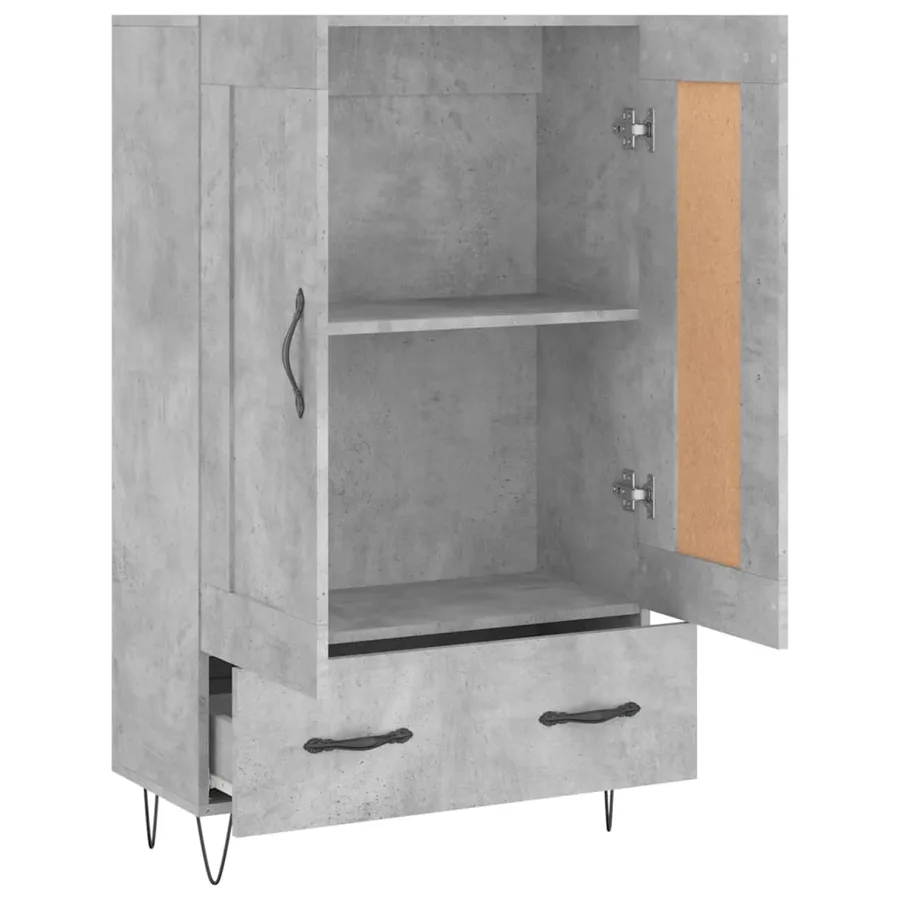 Buffet haut gris béton 69,5x31x115 cm bois d'ingénierie - 6