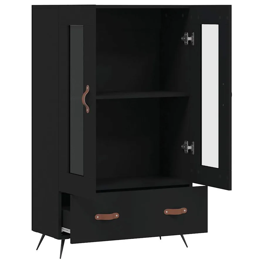 Buffet haut noir 69,5x31x115 cm bois d'ingénierie - 5