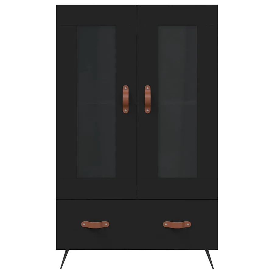 Buffet haut noir 69,5x31x115 cm bois d'ingénierie - 6