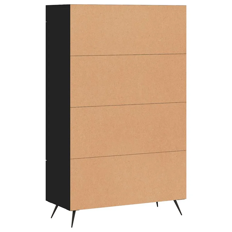 Buffet haut noir 69,5x31x115 cm bois d'ingénierie - 8