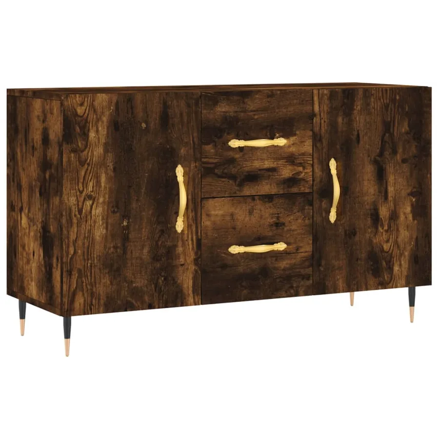 Buffet chêne fumé 100x36x60 cm bois d'ingénierie - 2