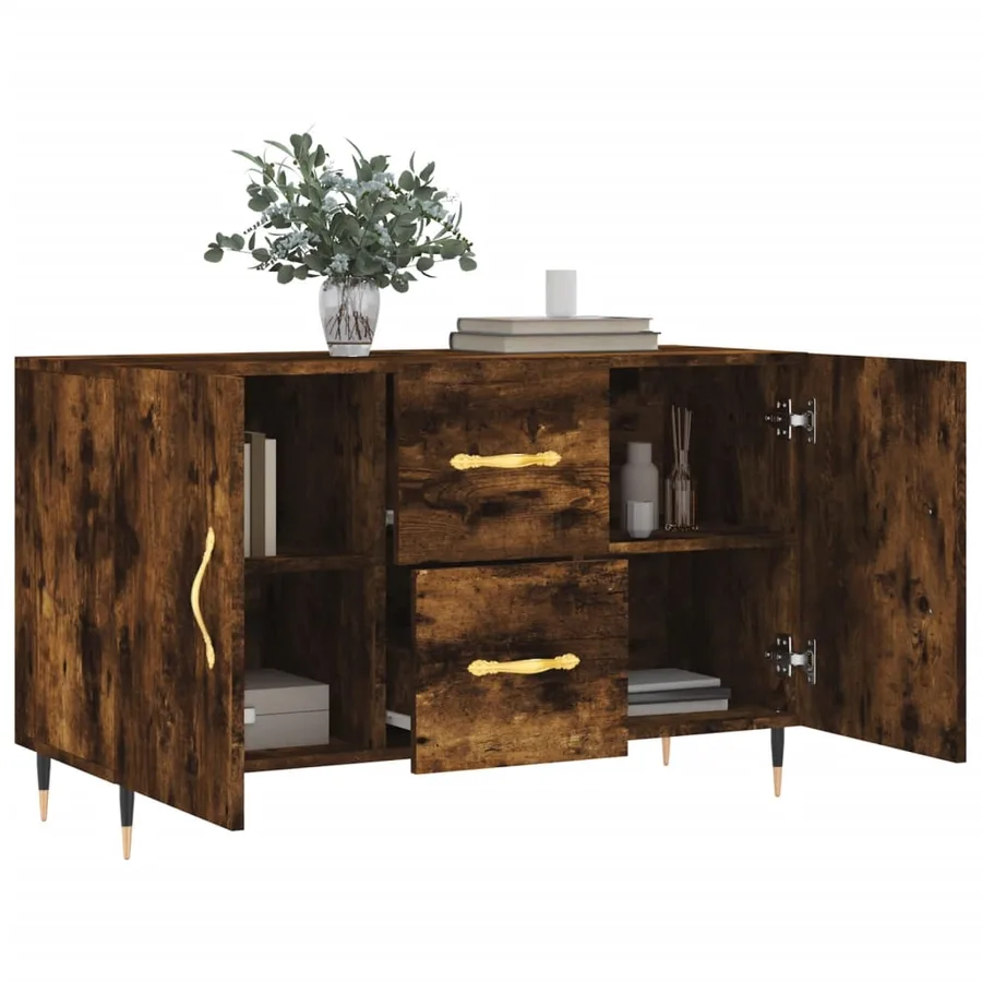 Buffet chêne fumé 100x36x60 cm bois d'ingénierie - 4