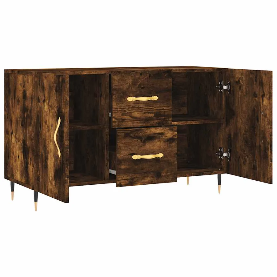Buffet chêne fumé 100x36x60 cm bois d'ingénierie - 5