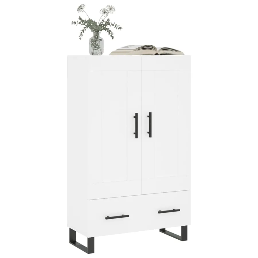 Buffet haut blanc 69,5x31x115 cm bois d'ingénierie - 3
