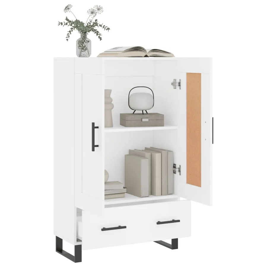 Buffet haut blanc 69,5x31x115 cm bois d'ingénierie - 4