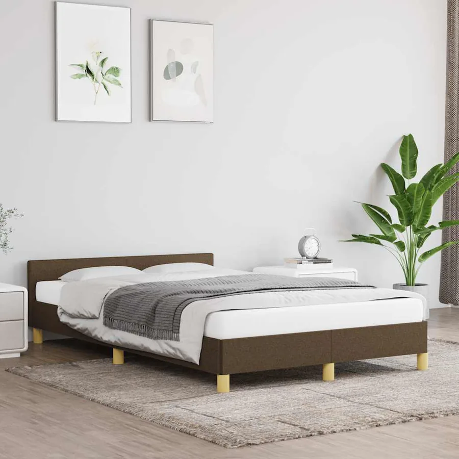 Cadre de lit sans matelas marron foncé 120x200 cm tissu