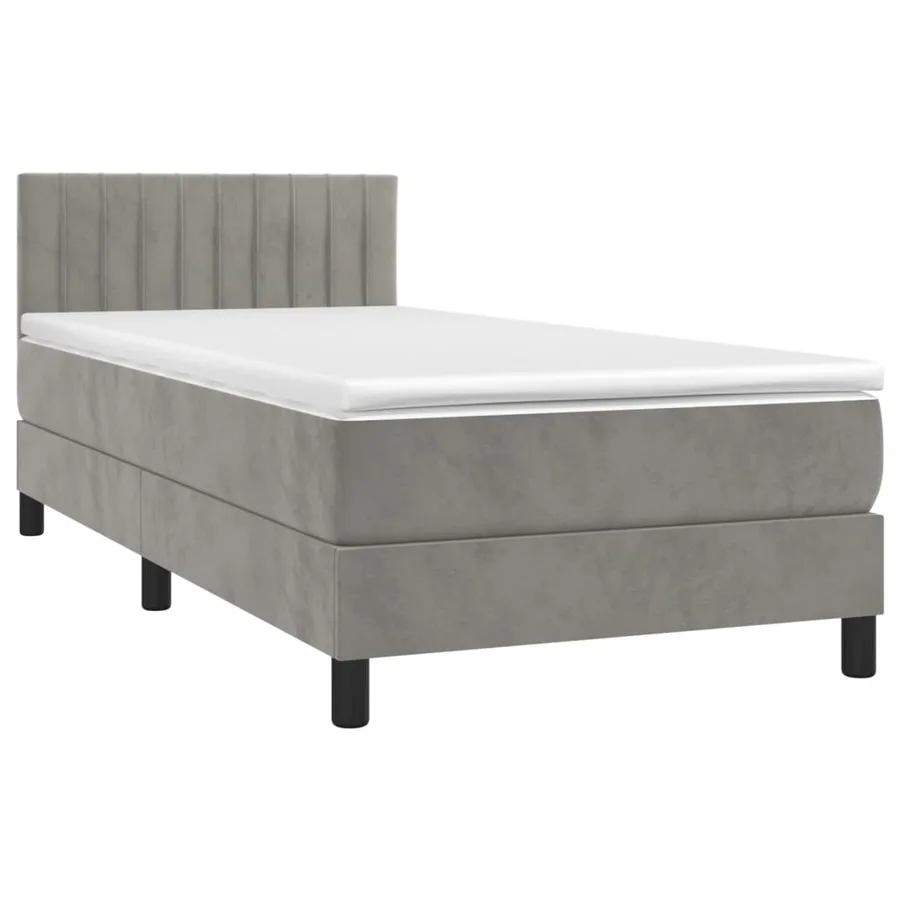 Sommier à lattes de lit et matelas et LED Gris clair 90x190cm - 3