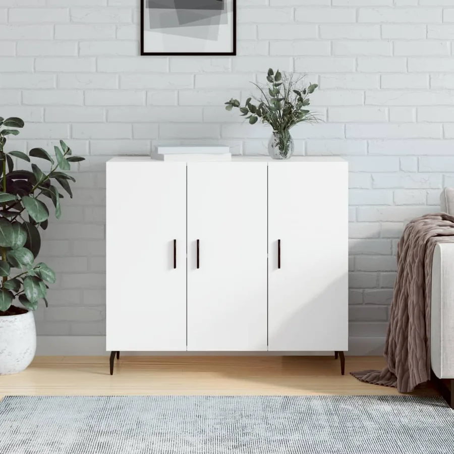 Buffet blanc 90x34x80 cm bois d'ingénierie