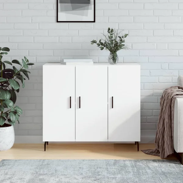 Buffet blanc 90x34x80 cm bois d'ingénierie