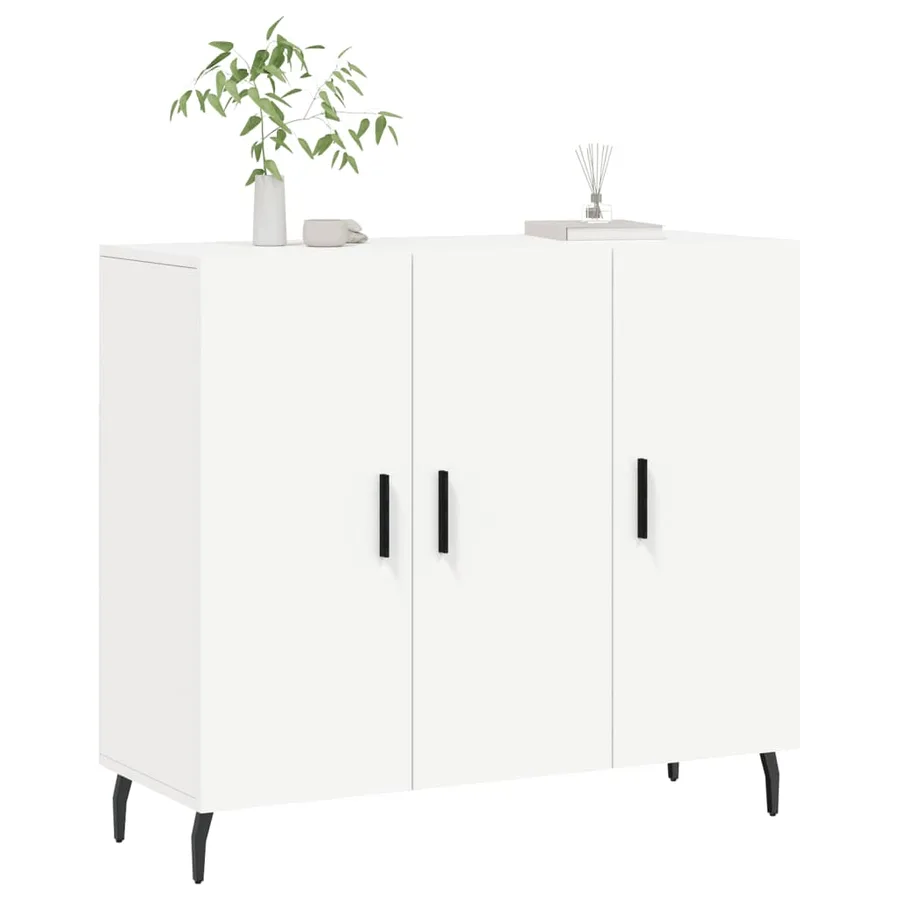 Buffet blanc 90x34x80 cm bois d'ingénierie - 3
