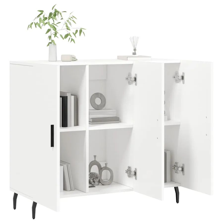 Buffet blanc 90x34x80 cm bois d'ingénierie - 4