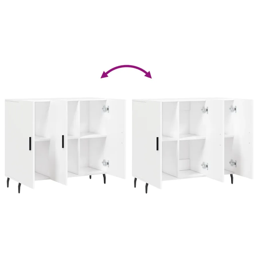 Buffet blanc 90x34x80 cm bois d'ingénierie - 9