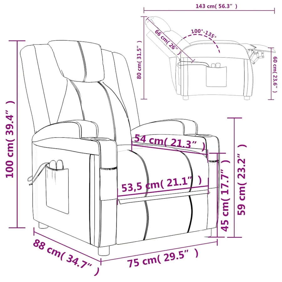 Fauteuil de massage électrique Cappuccino Similicuir - 14