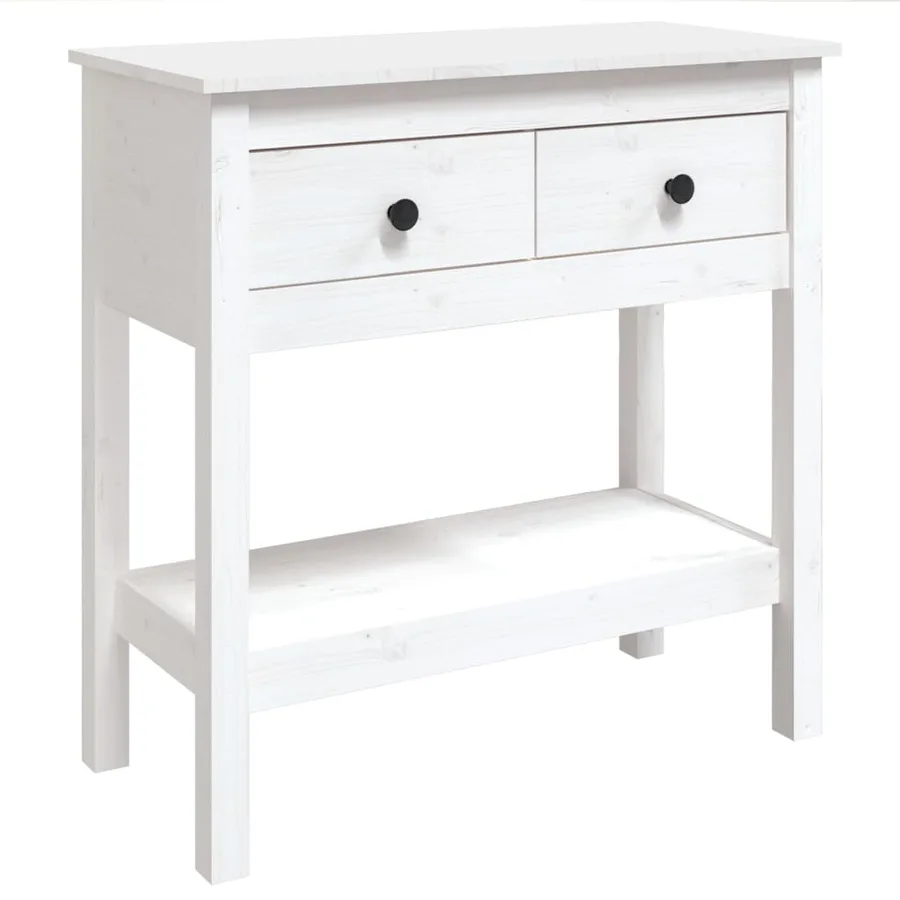 Table console Blanc 75x35x75 cm Bois massif de pin - 2
