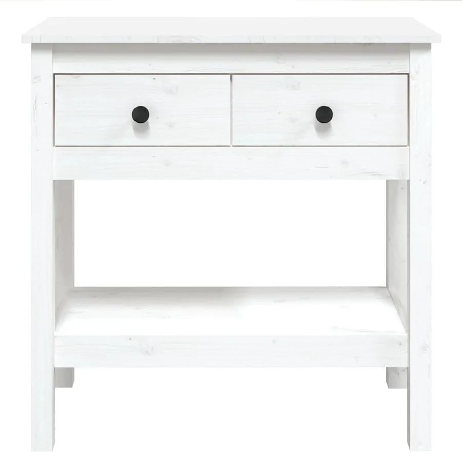Table console Blanc 75x35x75 cm Bois massif de pin - 4