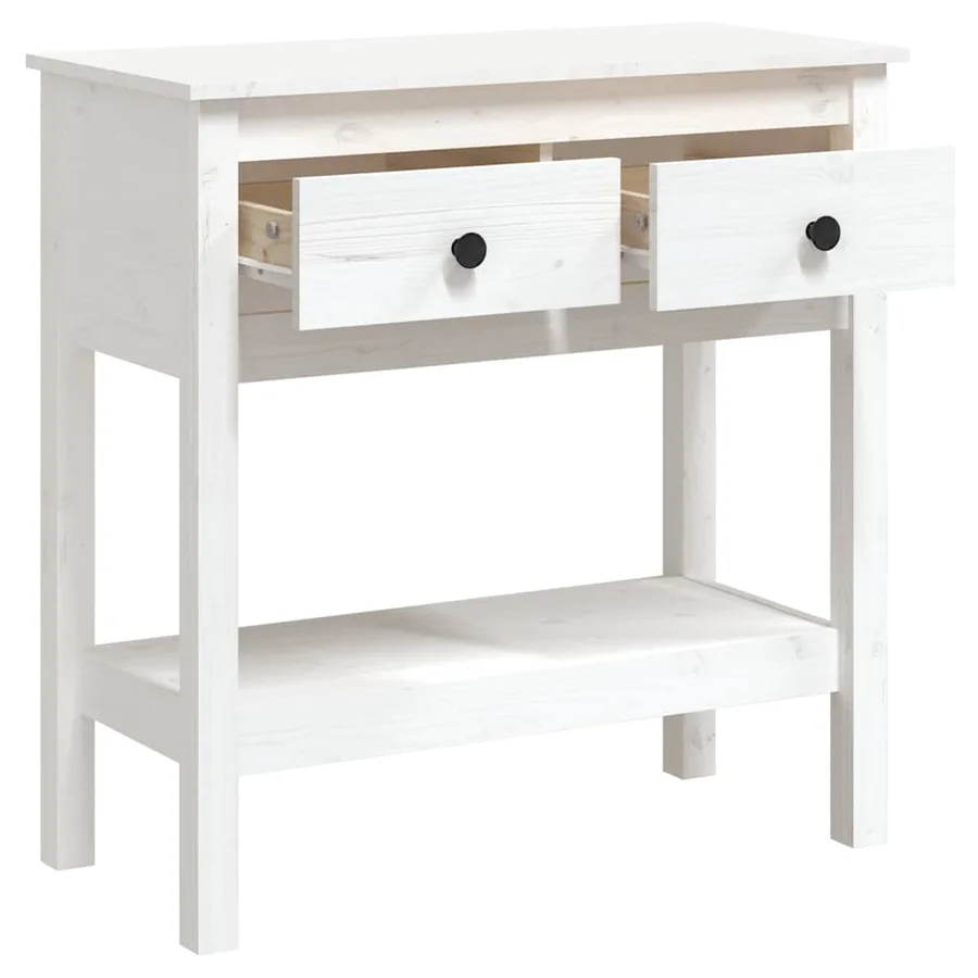 Table console Blanc 75x35x75 cm Bois massif de pin - 5