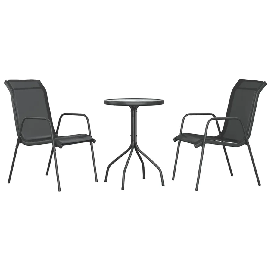 Ensemble à manger de jardin 3 pcs noir acier - 2