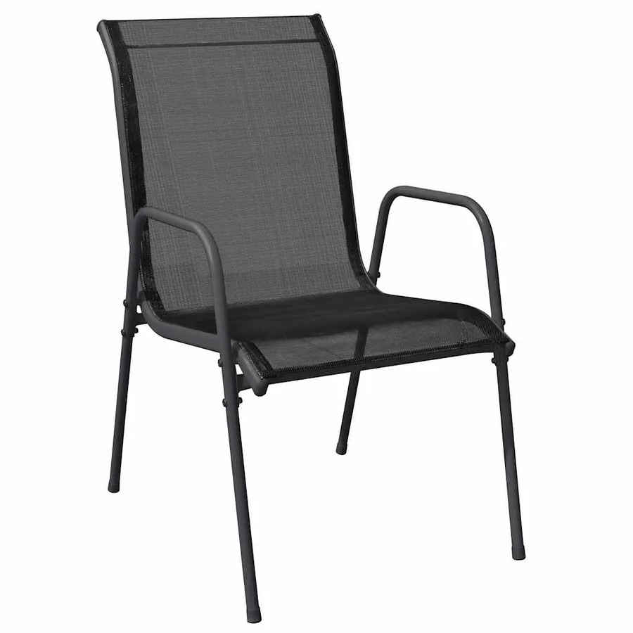 Ensemble à manger de jardin 3 pcs noir acier - 5