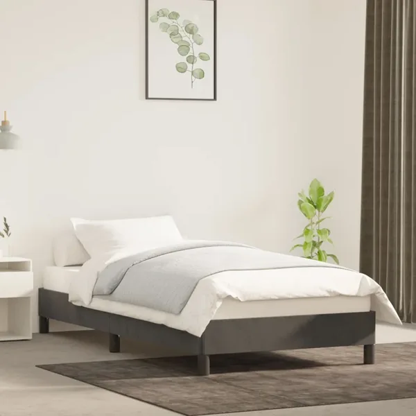 Cadre de lit sans matelas gris foncé 90x190 cm velours