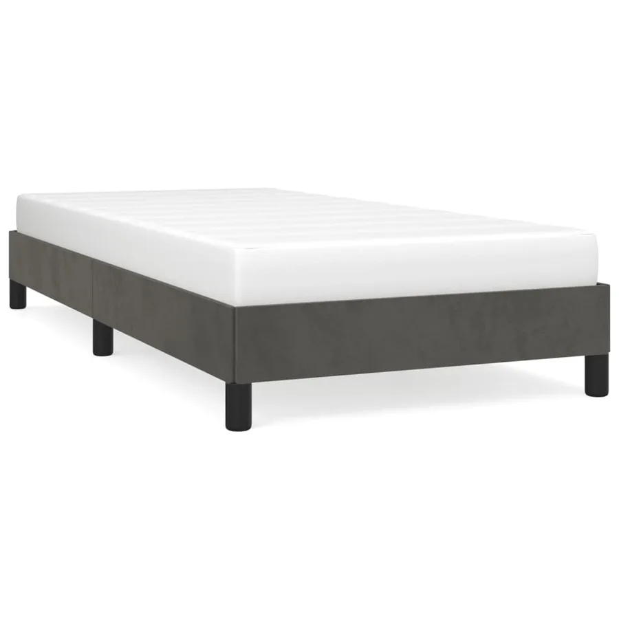 Cadre de lit sans matelas gris foncé 90x190 cm velours - 2