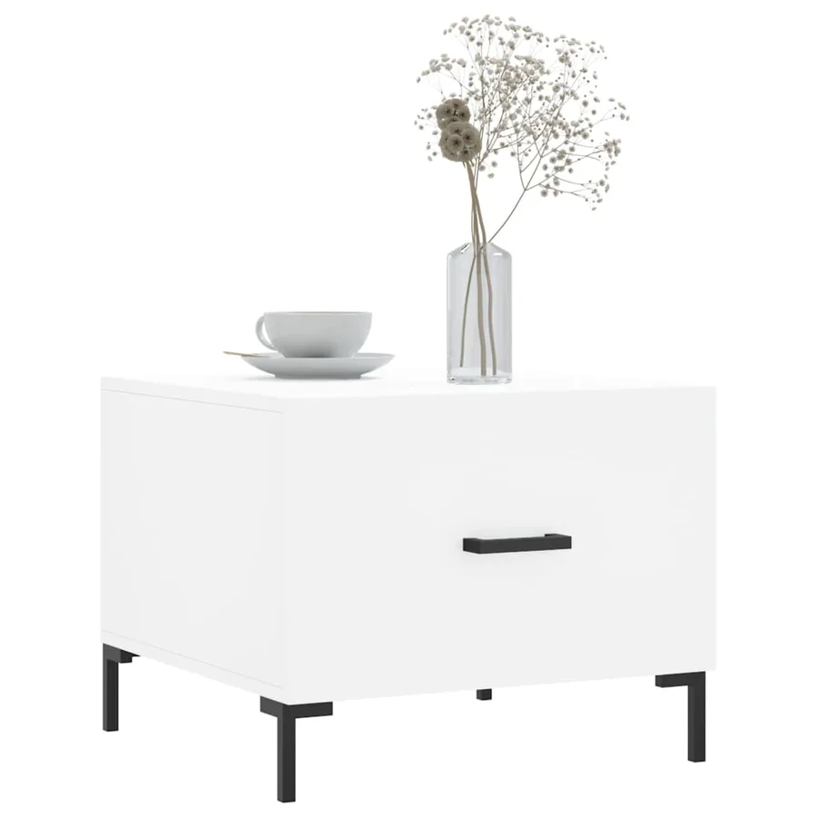 Table basse blanc 50x50x40 cm bois d'ingénierie - 3