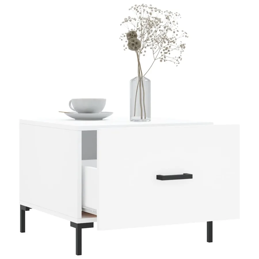 Table basse blanc 50x50x40 cm bois d'ingénierie - 4