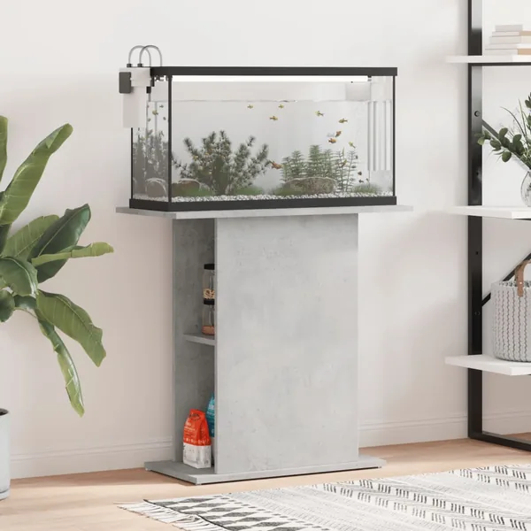 Support pour aquarium gris béton 75x36x72,5cm bois d'ingénierie